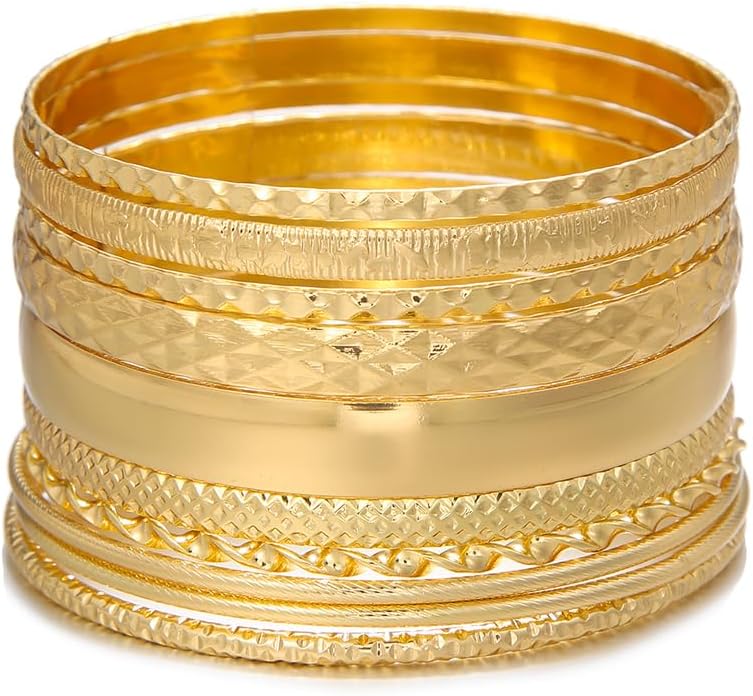 RINTOLER Store 16Pcs Gold Bangle Bracelets for Women - Multi Layer Stackable Textured Bracelets Boho Jewelrys Set. - Image 1
